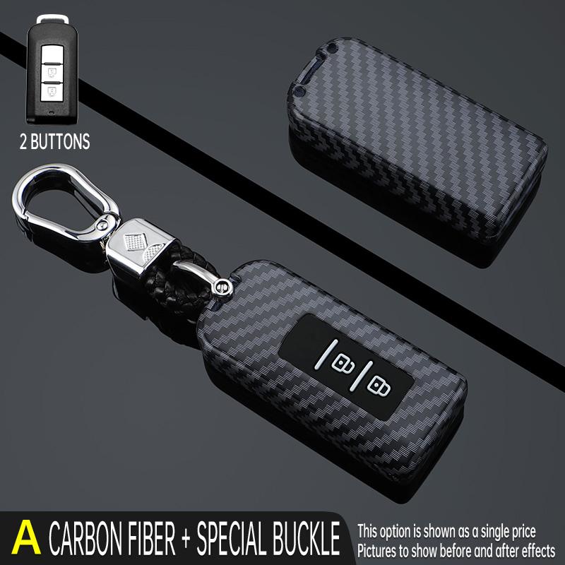 Abs Carbon Fiber Car Key Case Cover For Mitsubishi Xpander Outlander Asx Pajero Eclipse Cross Montero Protector Accessories