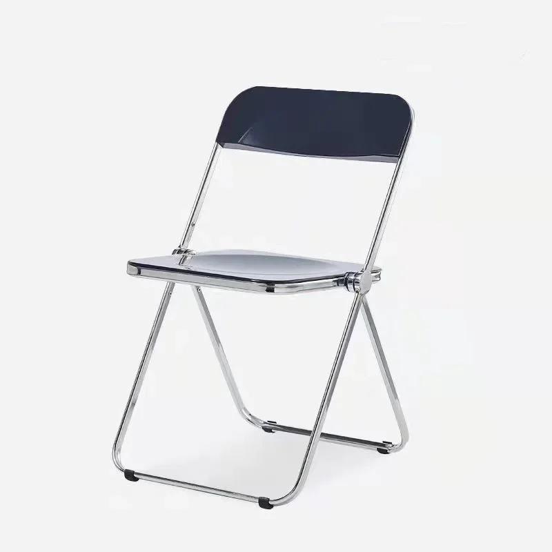 Transparent Chair Acrylic Fashion Chair Modern Milk Tea Dining Chair Stool Folding Restaurant  Balcony Furniture