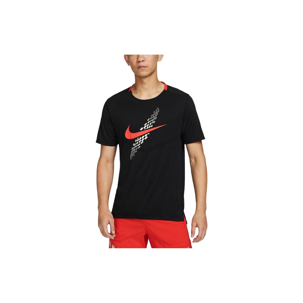 Nike Running T Shirts Men's Black Crew Neck Moderate Straight Fit FB7067-010