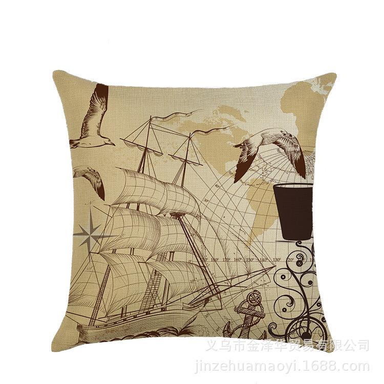 Sailing Marine Element Polyester Pillowcase Sofa Cushion Waist Pillowcase Home