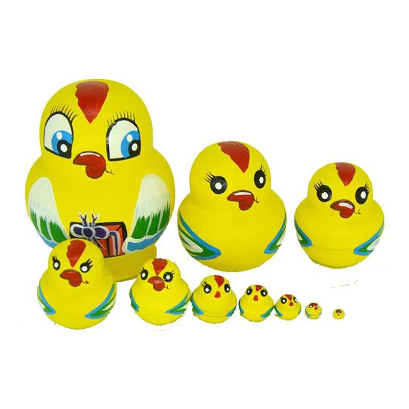 Nesting Doll 10 Layers Of Small Yellow Duck Air-Dried Basswood Hand-Painted Children'S Toy Creative Ornaments