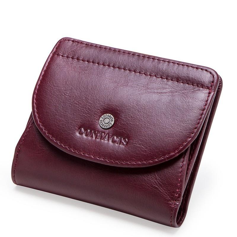 Fashion Top Layer Cowhide Women s Wallet European American Trendy Small Card Bag 10x2x9 вино красного