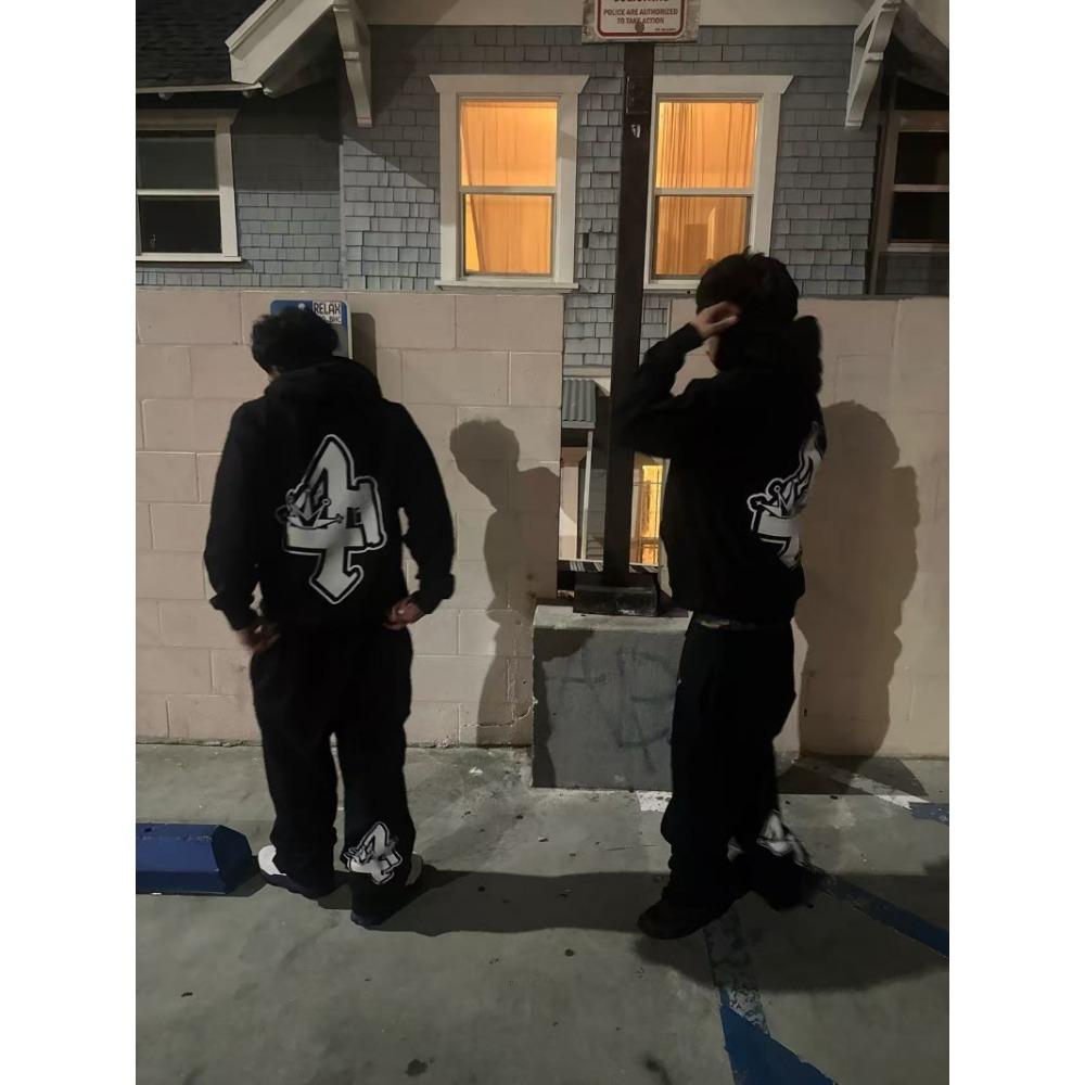 Harajuku Street Men's Set New American Letter Printed Sportswear Fashion New Loose Casual Couple Set