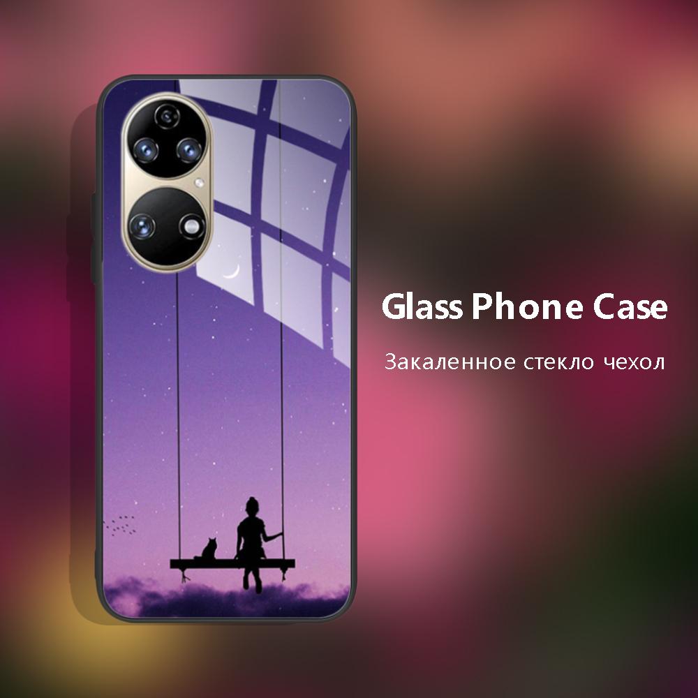 Pro Huawei P50 Pro Pouzdro P50E P 50 Luxusní tvrzené sklo Kryt telefonu Pro Huawei P50 Zadní kryt Módní ochranné TPU Coque P50Pro