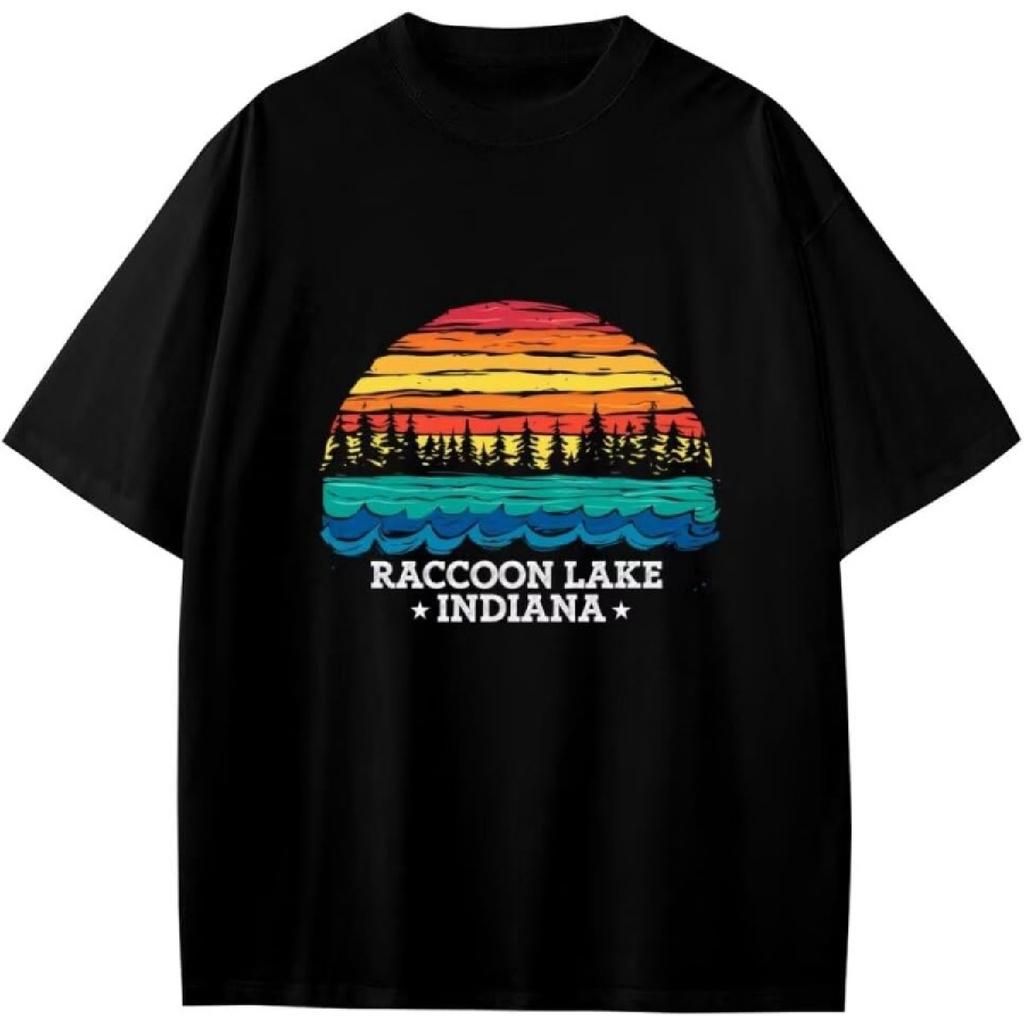 Vintage Waschbärsee Indiana Anime Cartoon Geschenk Mädchen Jungen Teenager T-Shirt