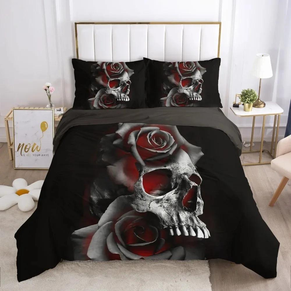 3D Scream Horror Skull Duvet Cover Set Queen Size Sugar Skull Bedding Sets Single Twin Full King Comforter Cover Bedroom Decor