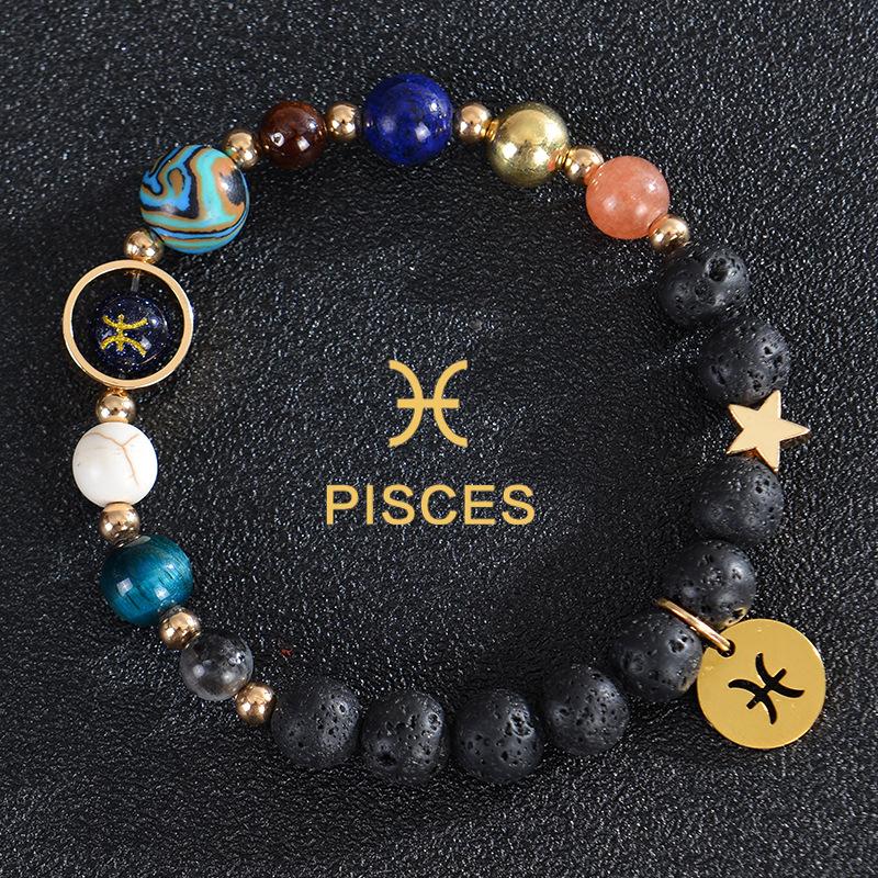 Eight major planets and twelve zodiac signs bracelet, frosted stone, bead bracelet, planets, Christmas gift, Stocking stuffers