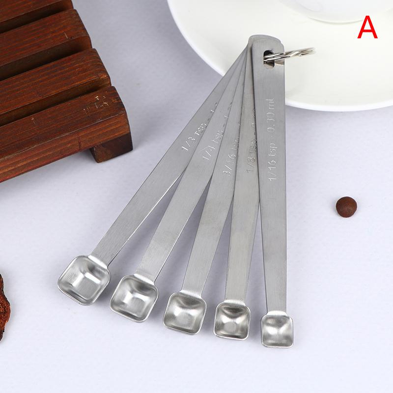 5Pcs/Set Stainless Steel Small Measuring Spoons Seasoning Dry And Liquid Ingredients Kitchen Accurate Cooking Gadgets