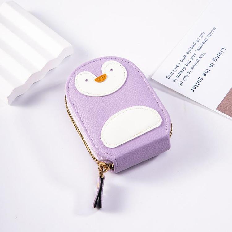 Cute Penguin Pu Leather Card Wallet Large Capacity Organizer with Multi Card Slots and ID Document Holder Women Card Bag