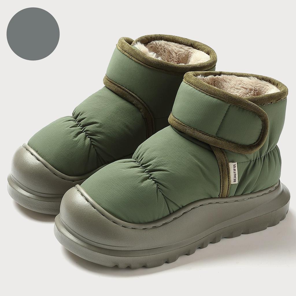 Waterproof Fleece Lined High Top Cotton Slippers Men's Winter Indoor Outdoor Wear Thickened Warm Anti Slip Covered Heel