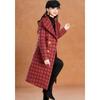 KABEIER Women's Red Waffle Lapel Padded Coat
