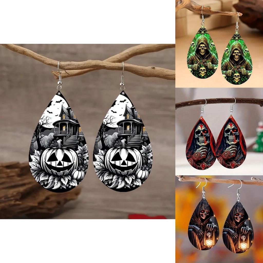 Halloween Themed Horror Skull Pumpkin Pattern Women Earrings For Men And Women Festival Accessory