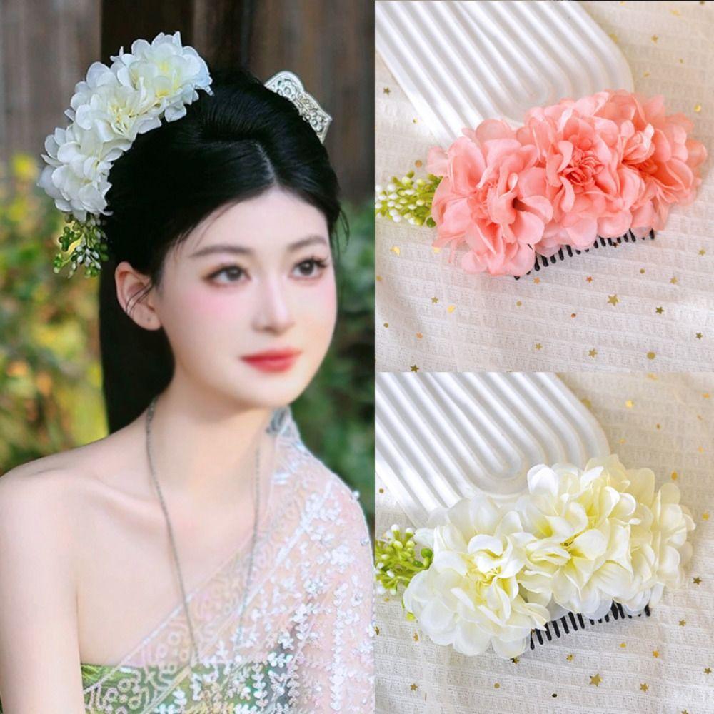 Thai Style Flowers Hairpin Sweet Chignon Hair Clips Hair Accessories Floral Hair Comb  Daily