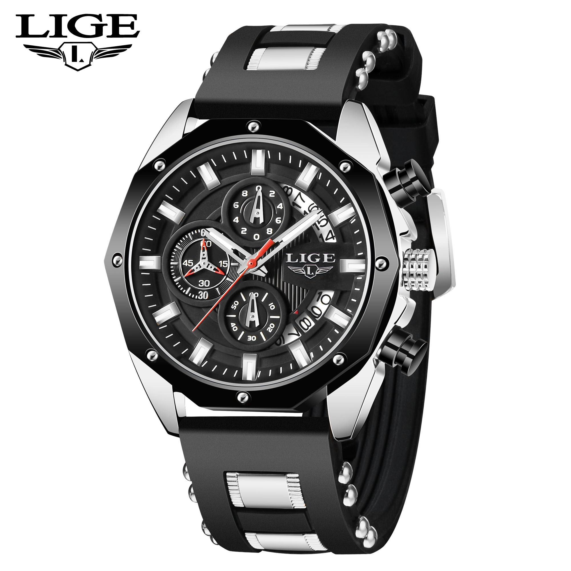 

Blue Silicone Watch For Men Fashion Military Sport Chronograph Clock Male Top Brand Luxury Waterproof Watches Montre Homme
