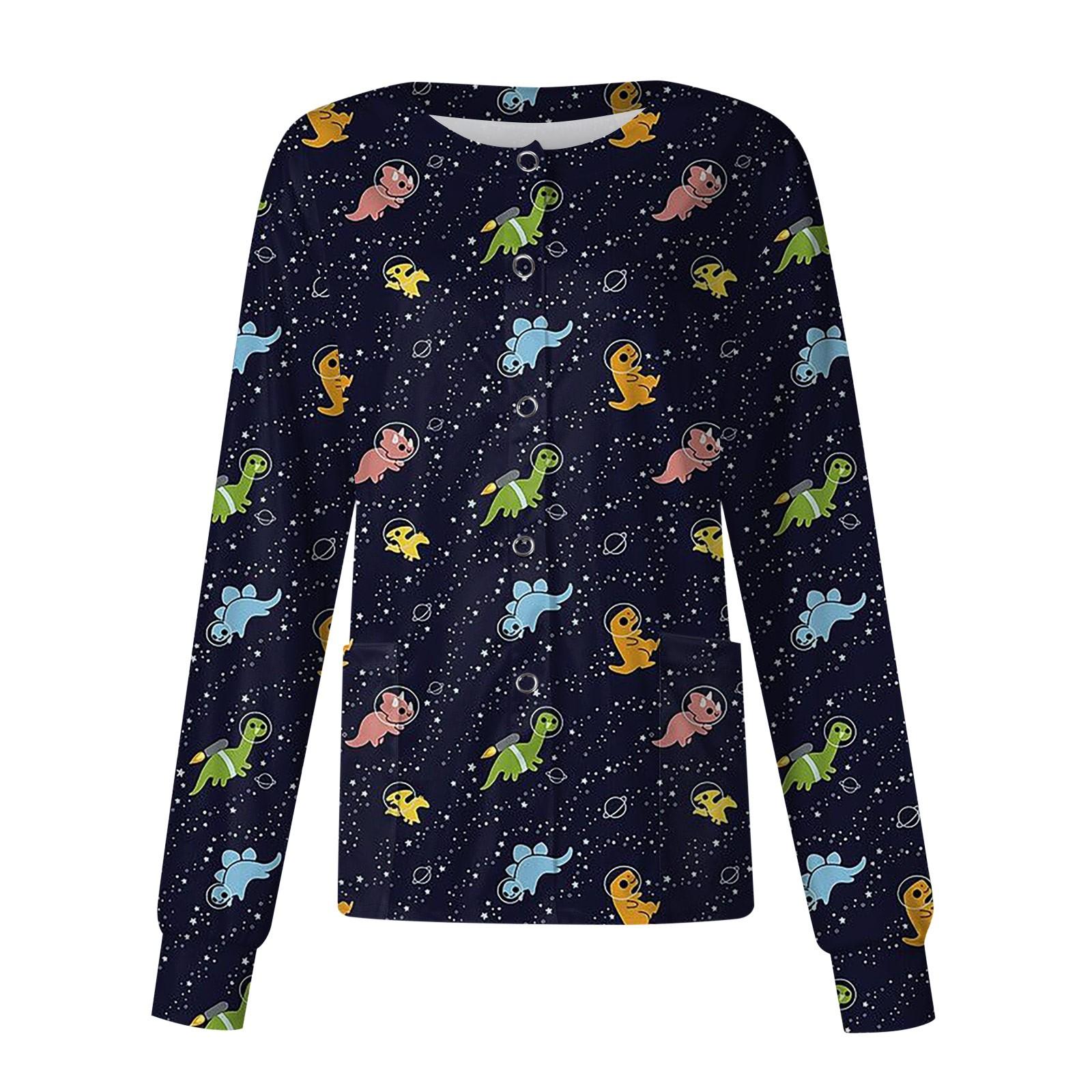 

Женский однобортный защитный комбинезон с длинным рукавом и рисунком динозавра, карманный рабочий воротник-стойка, кардиган, куртка, топ M оранжевый