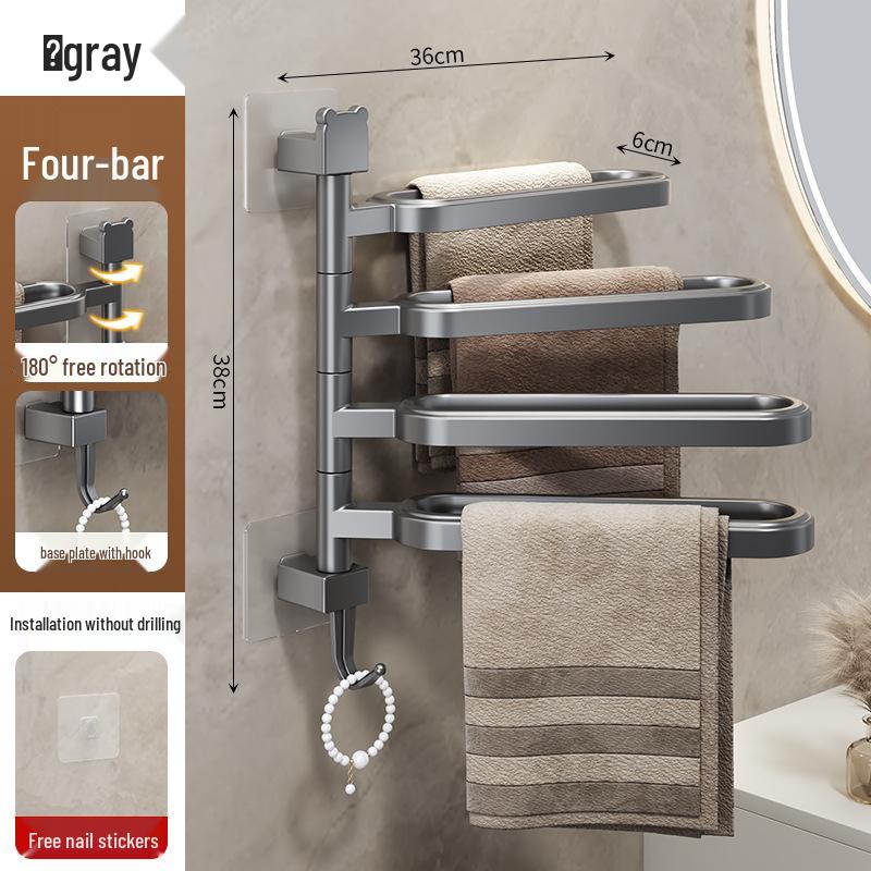 

Настенная вращающаяся вешалка для полотенец и полка без сверления для хранения в ванной комнате