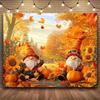 A multi-functional autumn goblin figurine with a pumpkin background made of 100% polyester fiber material