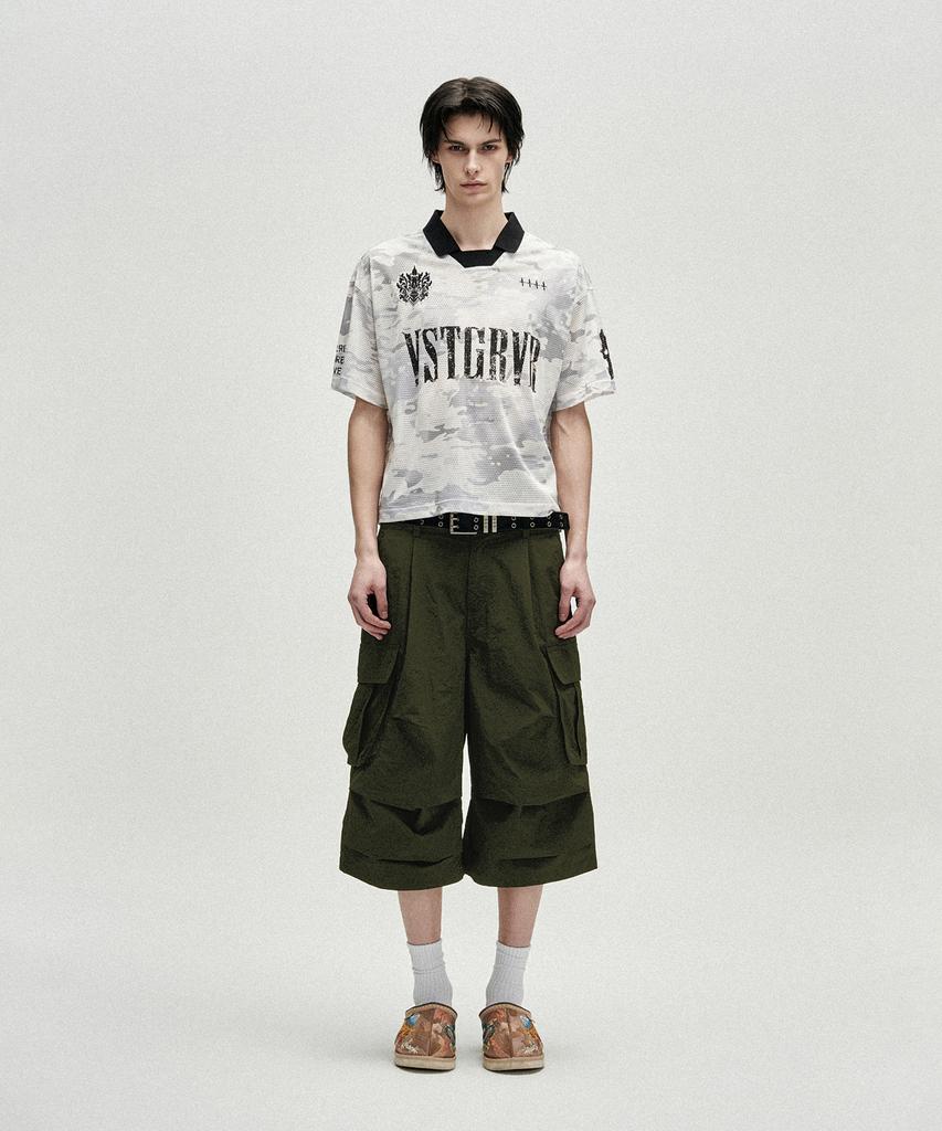 NOT4NERD Knee Tuck Parachute Cargo Bermuda Shorts - Khaki