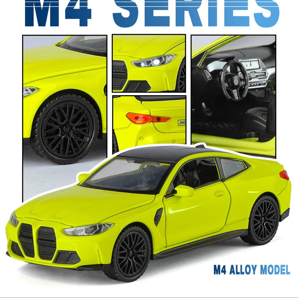 1:32 M4 sports car Toy Car Model Alloy Diecast Sound Light Models Vehicle Toys for Boys Birthday Gift
