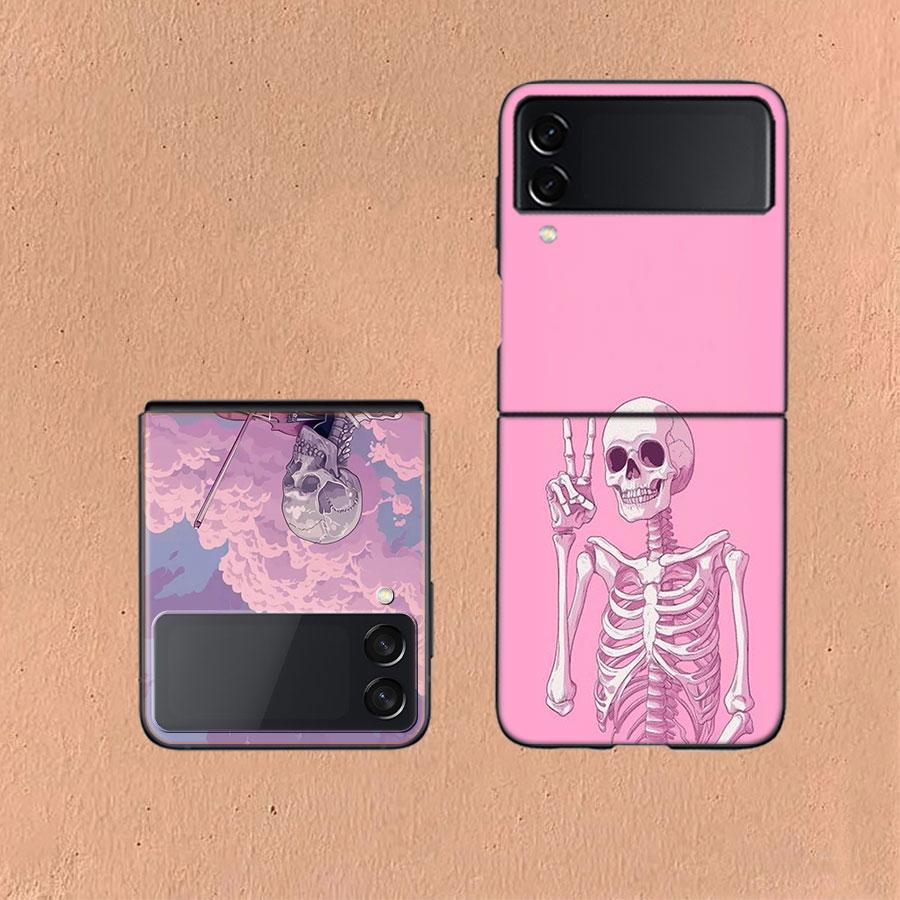 A Funny Skeleton Skull Coque For Samsung Z Flip7 6 Galaxy Case Shockproof Z Flip5 Z Flip3 4 5G Hard Cover Phone TPU PC Hard Fun