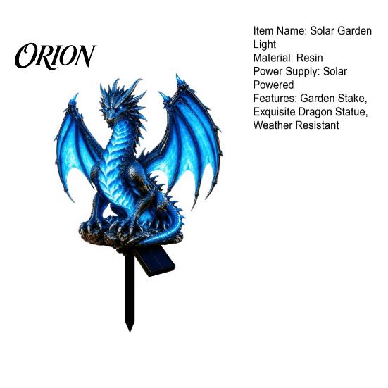 Outdoor Pathway Stake Lights Solar Dragon Garden Light, Resin Ice Statue Decorative Exterior Lamps Fantasy Mythical Animal Light for Lawn Yard