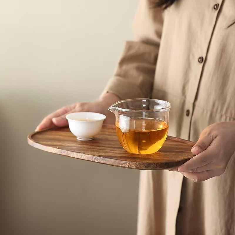 Holztablett Heim Tee Tablett Rechteckiges Serviertablett Holz Snack Obst Tablett Kreatives Trockenblasen Tablett Einfaches Multifunktionstablett