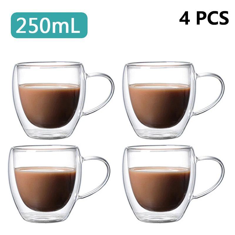 Transparent Glass Coffee Cup Milk Whiskey Tea Beer Double Creative Heat Resistant Cocktail Vodka Wine Mug Tumbler Drinkware Gift