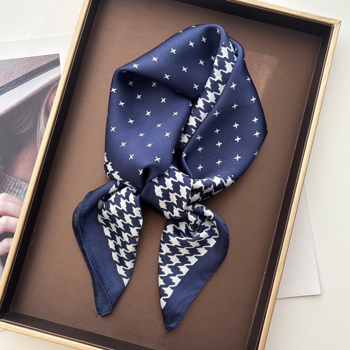 

Design Print Dot Square Scarf Silk Feeling Neckerchief Bandana Women Shawl Scarves Wrap Head Kerchief Hair Band Ties 70x70cm