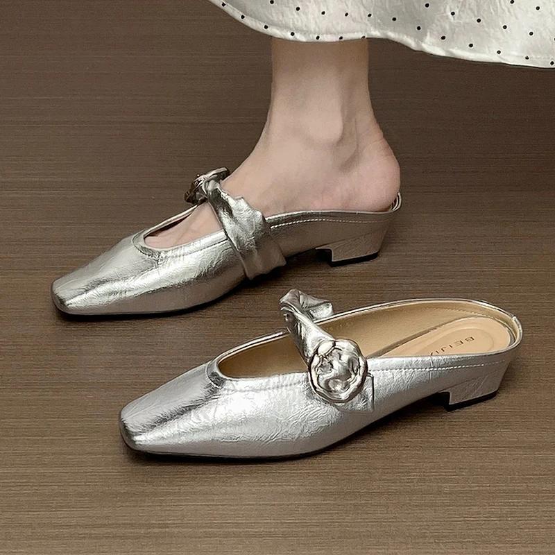 Fashion Women Heeled Slippers Designer Mules Shoes Fashion Woman's Slingback Sandals 2025 Summer Casual Dress Cozy Zapatillas De Mujer