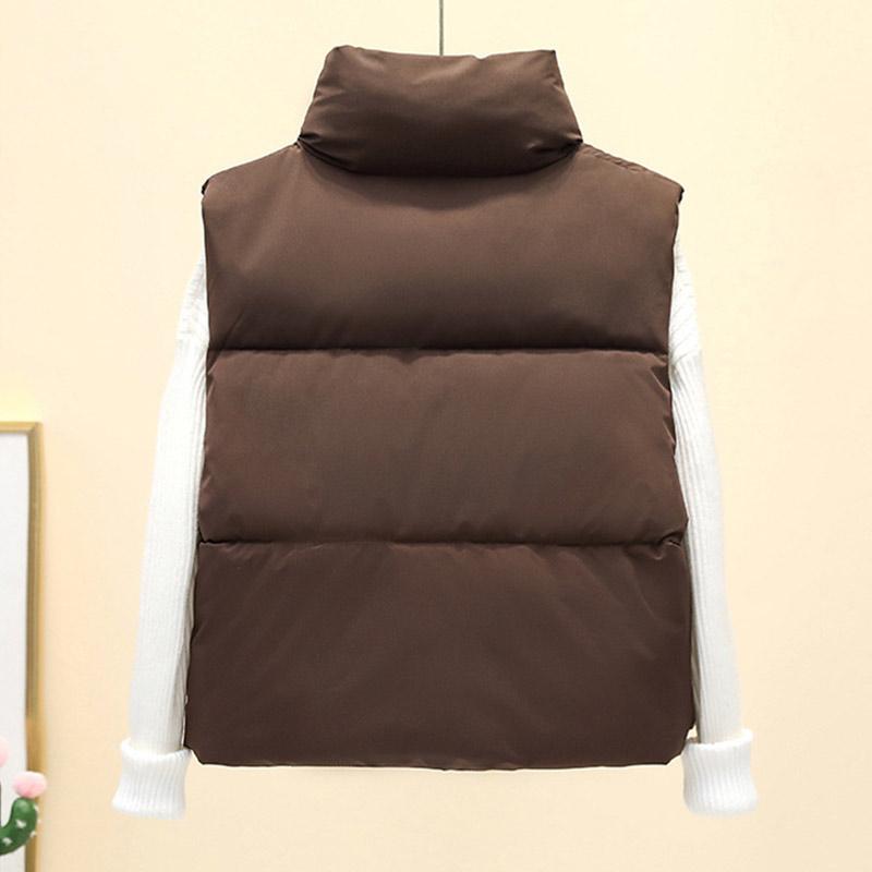 Γυναικείο Κοντό Αμάνικο Μπουφάν Πουπουλένιο Ελαφρύ Αμάνικο Ζεστό Γιλέκο Κυρίες Χειμώνας Όρθιος Γιακάς Γέμισμα Γιλέκο