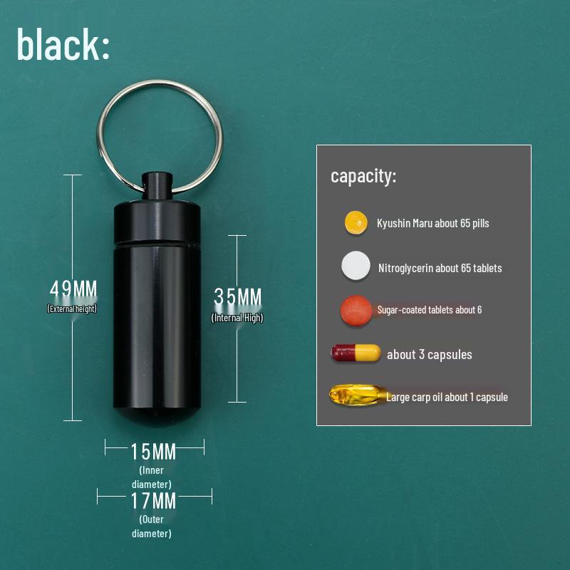 

Водонепроницаемая маленькая портативная таблетница из алюминиевого сплава чёрный
