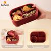 Leeseph Bento Box Lunch Box Portable Silicone lunch Box with 4 Compartment, Reusable Microwave Oven Heating Lunch Box, Best Gift