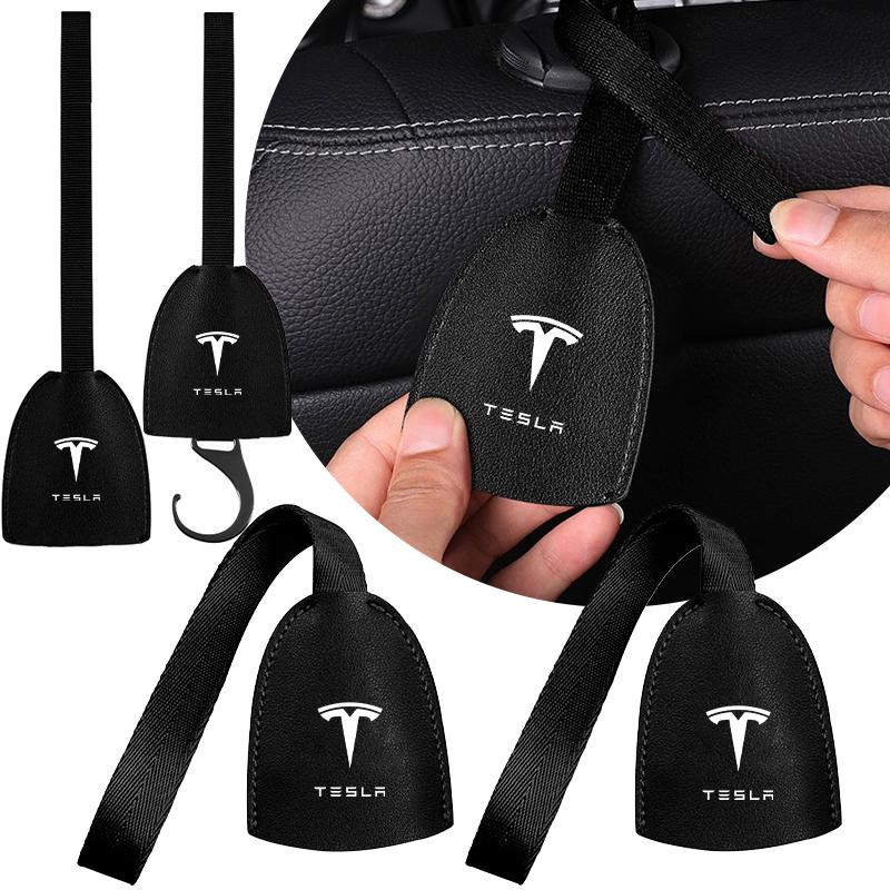 Center Hub Cap Leather Car Seat Back Hooks Hanging Bag Rack Interior Goods for Tesla Model 3 X Y 2016-2020 Decals TM3 TMX Decal