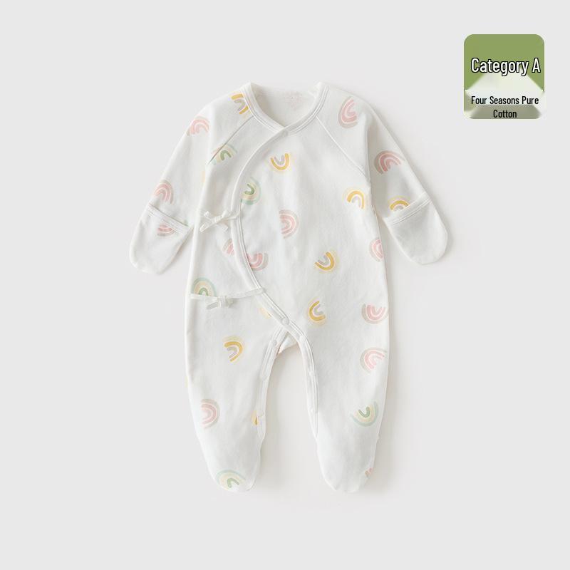 Baby Romper Pure Cotton A-Grade Crawling Suit with Hand & Foot Covers - Anti-Scratch Pajamas for Boys & Girls