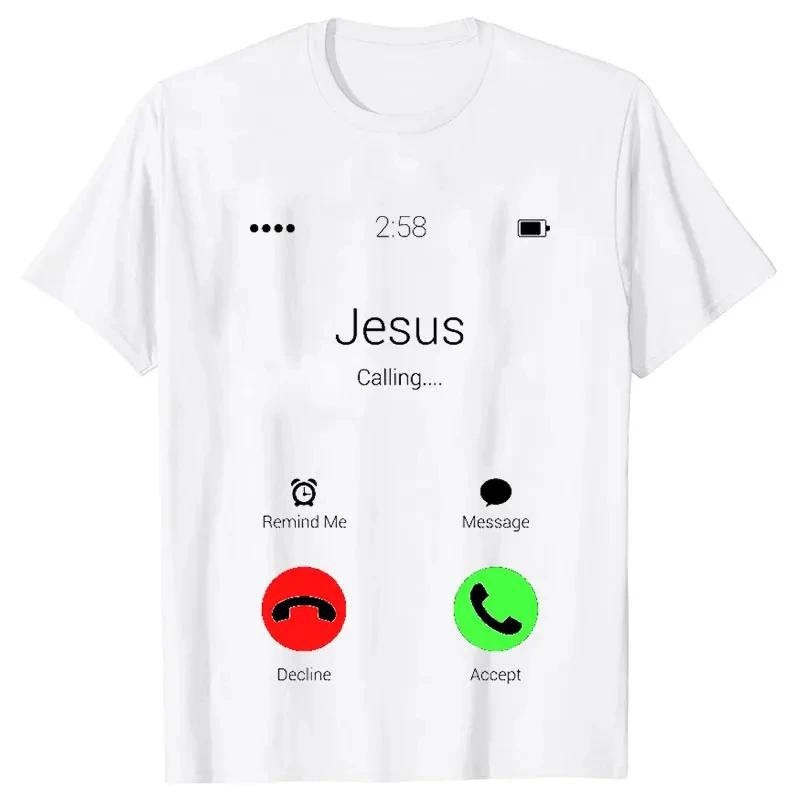 Print T-shirts Women Men T Shirt Christ Casual Short Sleeve O Neck Tees Harajuku Funny Tops Oversized Black Clothes