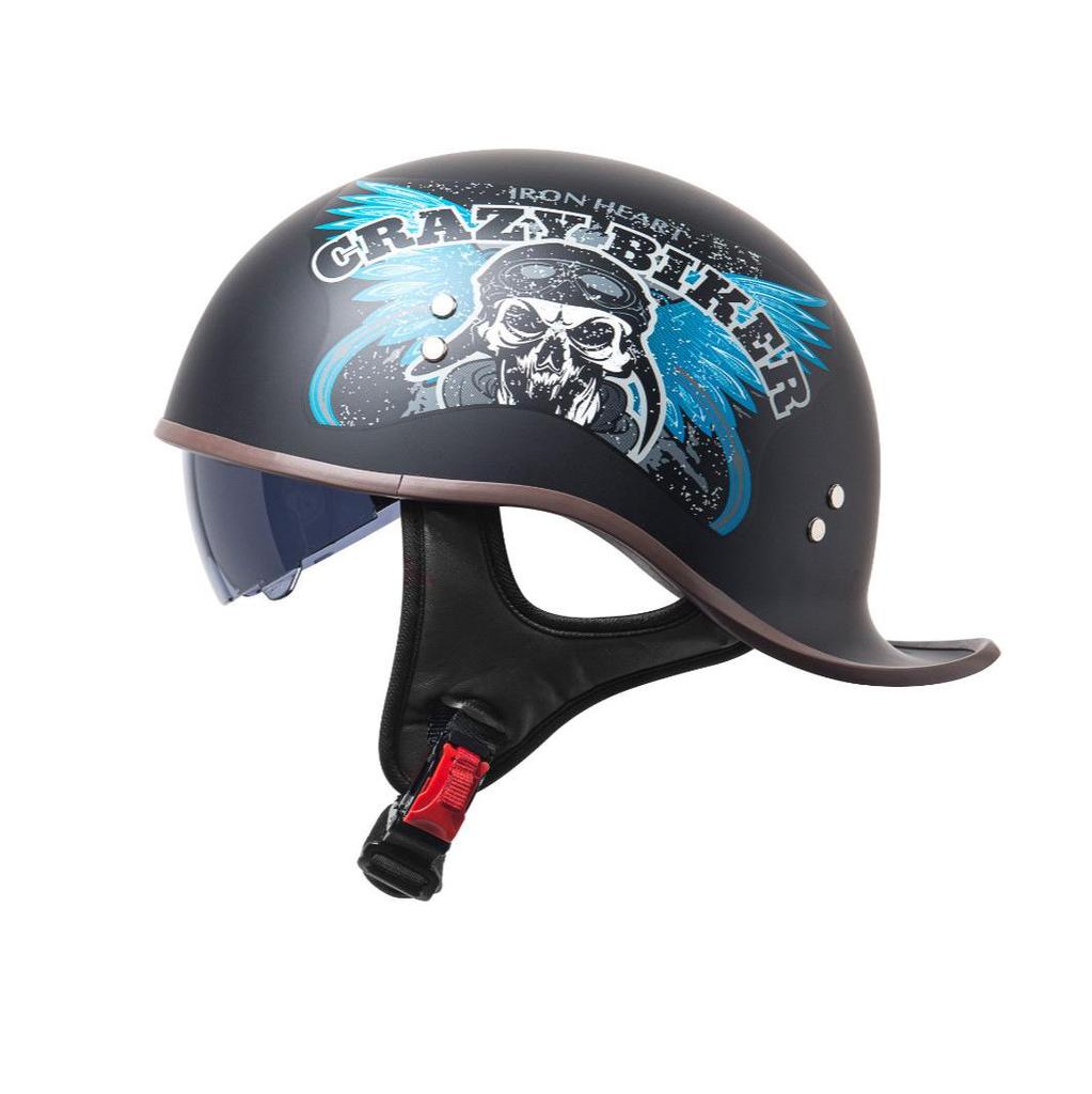 Retro Summer Lightweight Half Helmet with Inner Lens for Men and Women
