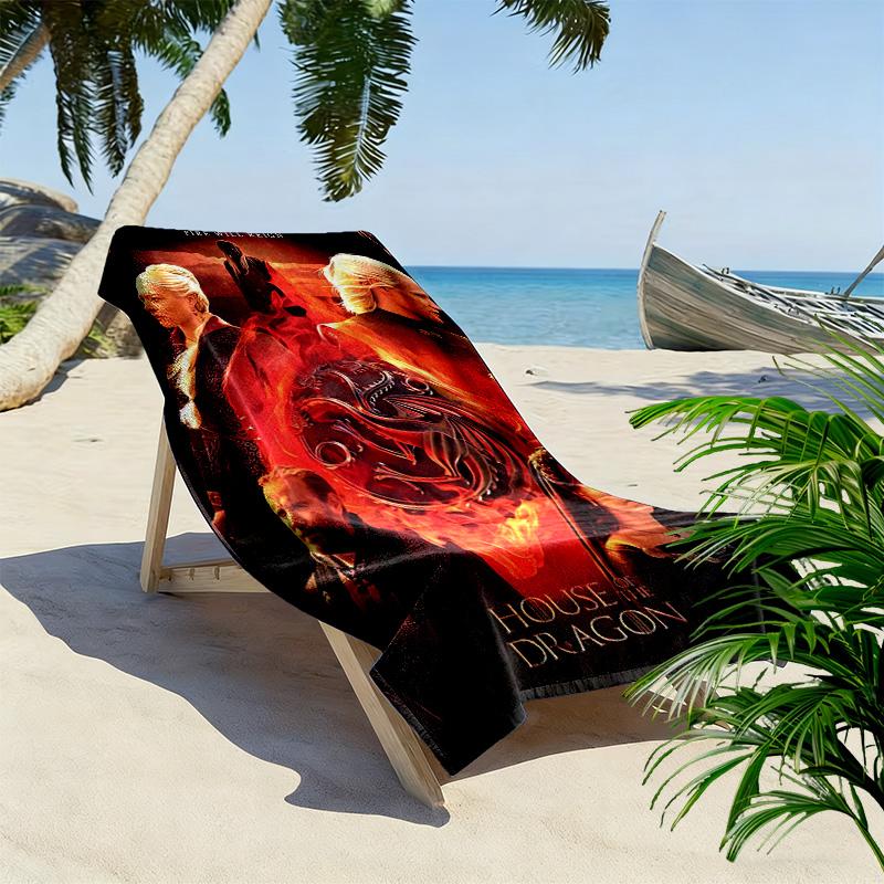 House of Dragon Print Beach Towel, Large Soft Quick Dry Towel for Beach Camping Swimming