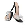 Summer New Fashion Sexy Comfortable Banquet Casual Rhinestone PVC Elegant High Heels Bow Women's Slippers