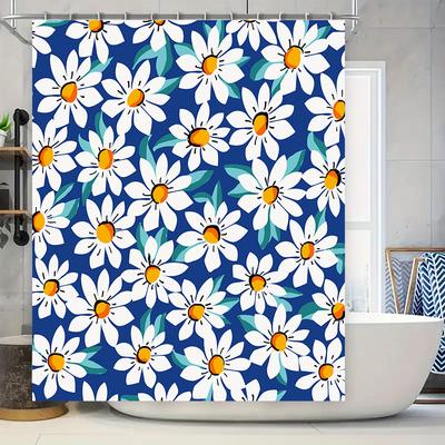 Bright Floral Shower Curtain Waterproof Fabric Decorative Bathroom Shower Paneling Size Customizable for Kids Bathrooms Modern D