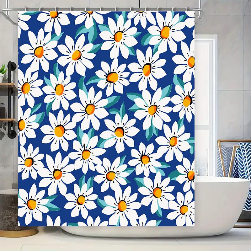 

Bright Floral Shower Curtain Waterproof Fabric Decorative Bathroom Shower Paneling Size Customizable For Kids Bathrooms Modern D W60H190(CM)-1 Pcs