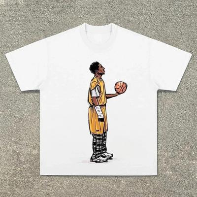 Looked Up At The American Heavy Women Men T-shirt Digital Direct Spray To Do Old Street Basketball Short Sleeve T Shirt Tops Y2k