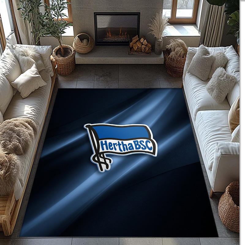 Hertha BSC FC Fußballmuster Weicher Teppich rutschfest für Innenbereiche Sport Dekor Matte für Schlafzimmer