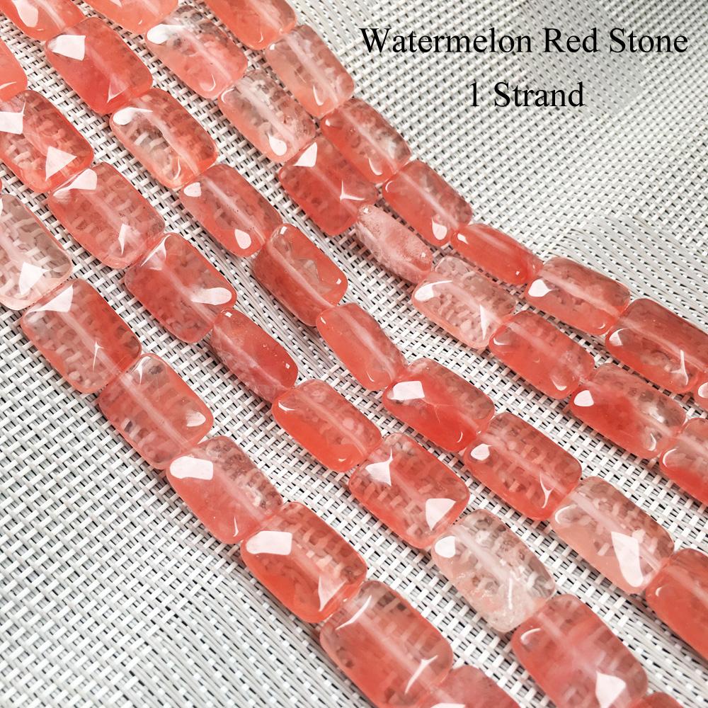 1 Strang facettierte Natursteinperlen, 12 × 16 mm, rechteckige Rosenquarz-Opal-Edelsteine, lose Abstandsperlen zur Schmuckherstellung, DIY-Zubehör, Zubehör, 20 cm