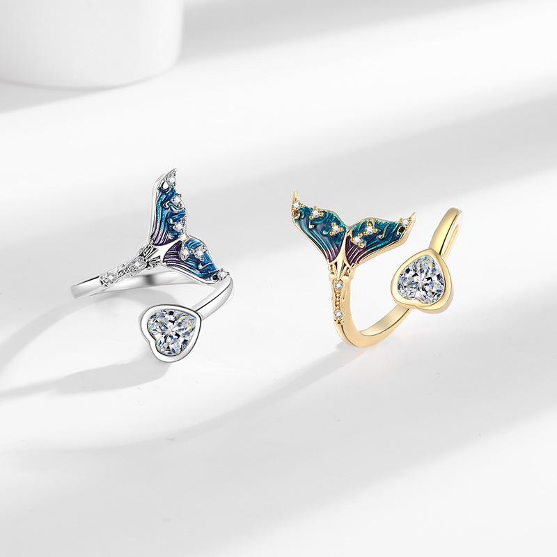 Qi Yu Damen Meerjungfrauenflosse Ring - Einzigartiges Süßes Cooles Offenes Design