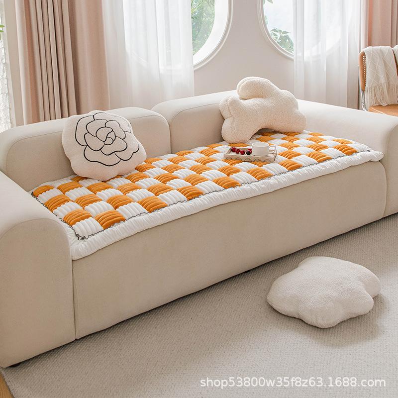 Sofa Cushion Steamed Bread Pad Plush Thickened Non-Slip Steamed Bread Shape Warm Simple Seat Cushion Cream Wind Machine Washable
