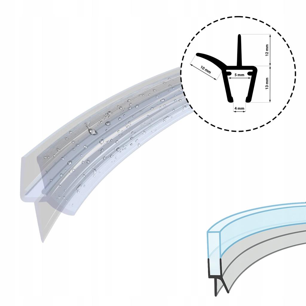 Bottom seal for semicircular shower cabin doors DK13 4mm 100cm