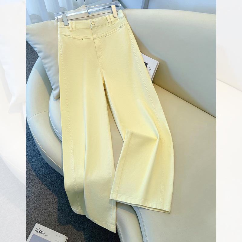 Women's Wide-Leg White Jeans, Spring Summer 2025 - Retro Slim Fit, Loose Straight-Leg Trousers
