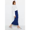 Navy Blue Premium Shiny Surface And Soft Textured Draped Maxi Knitted Skirt Twoaw24et00090