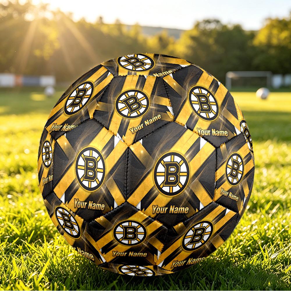 Boston Bruins Size 5 Football, Custom Name Text Personalized Soccer Ball Sport Training Gift