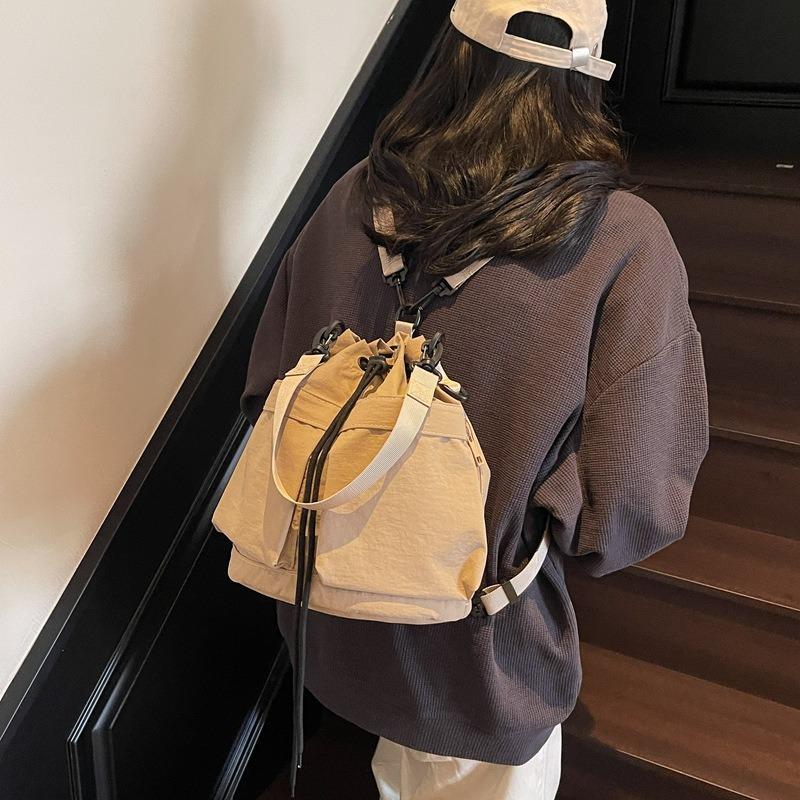 Slack Backpack Bag Women's New Spring and Summer Versatile Canvas Shoulder Messenger Bag Portable Bucket Bag